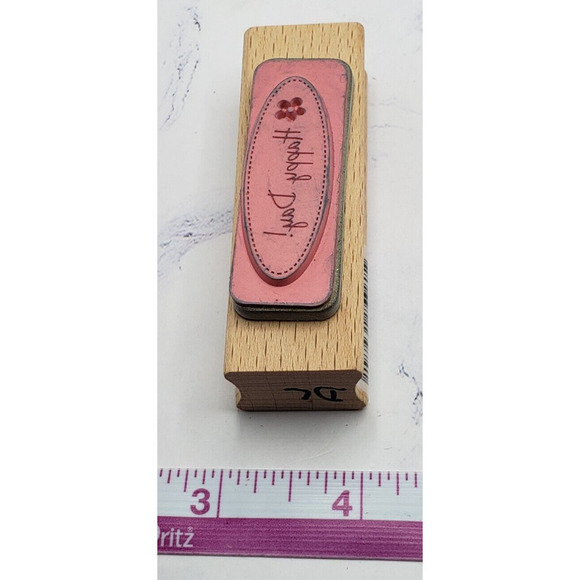 Happy Day Words Writing Quote Studio G Pink Light Designs Wooden Rubber Stamp - Picture 7 of 7